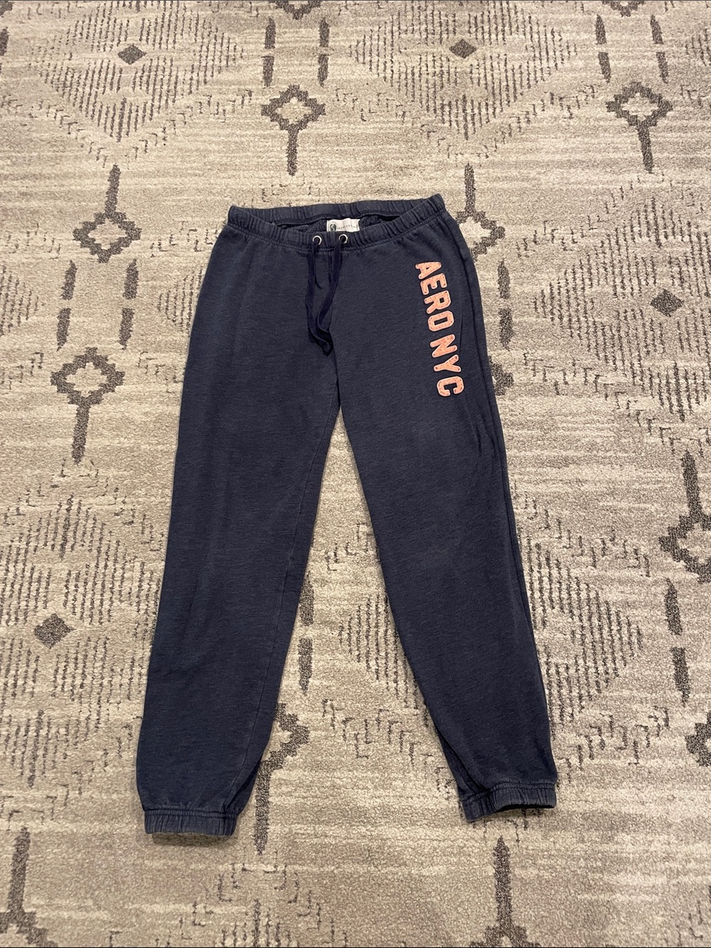 Aeropostale Navy Jumpsuit-Style Sweatpants with Coral Logo